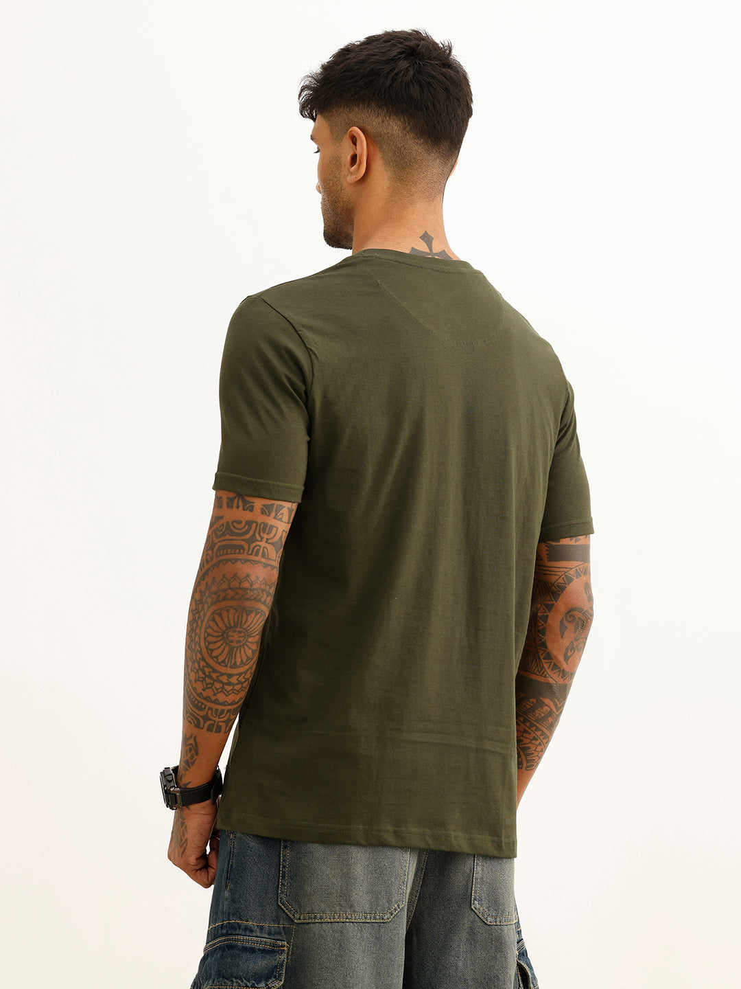 Slim Fit Patch Detail T-Shirt | Olive