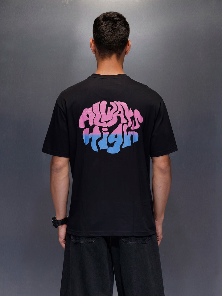 Men's oversized tee with back print | Black