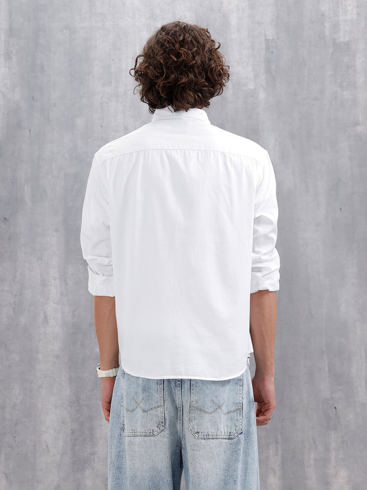 Casual Comfort Fit Shirt With Double Pockets | White
