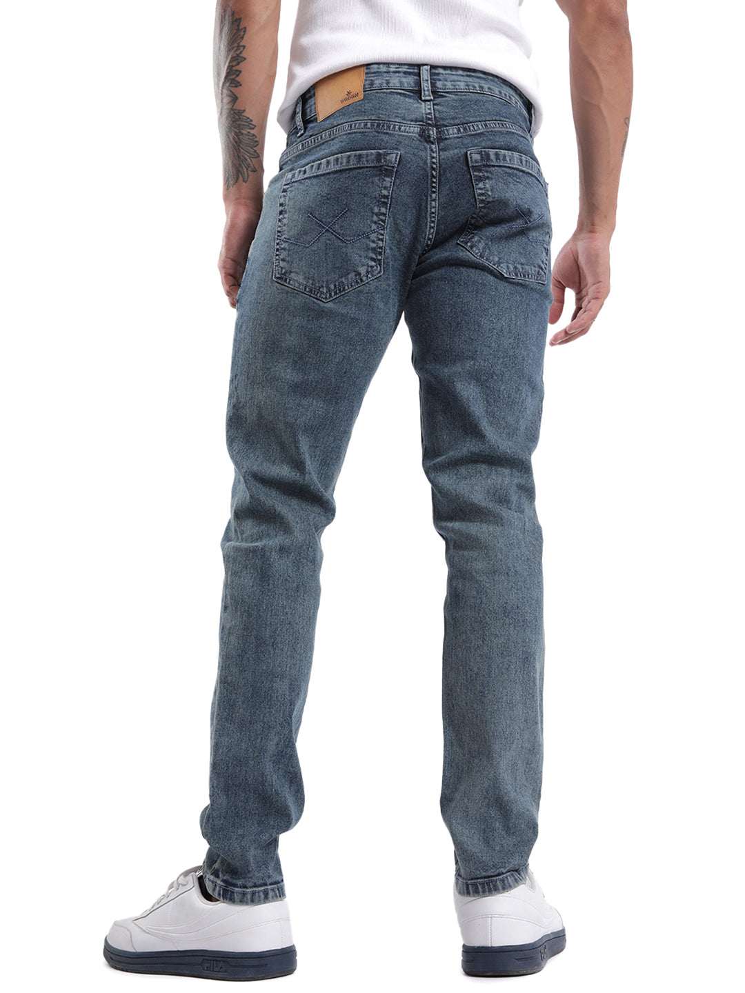 Solid Slim Fit Dark Blue Twill Jeans