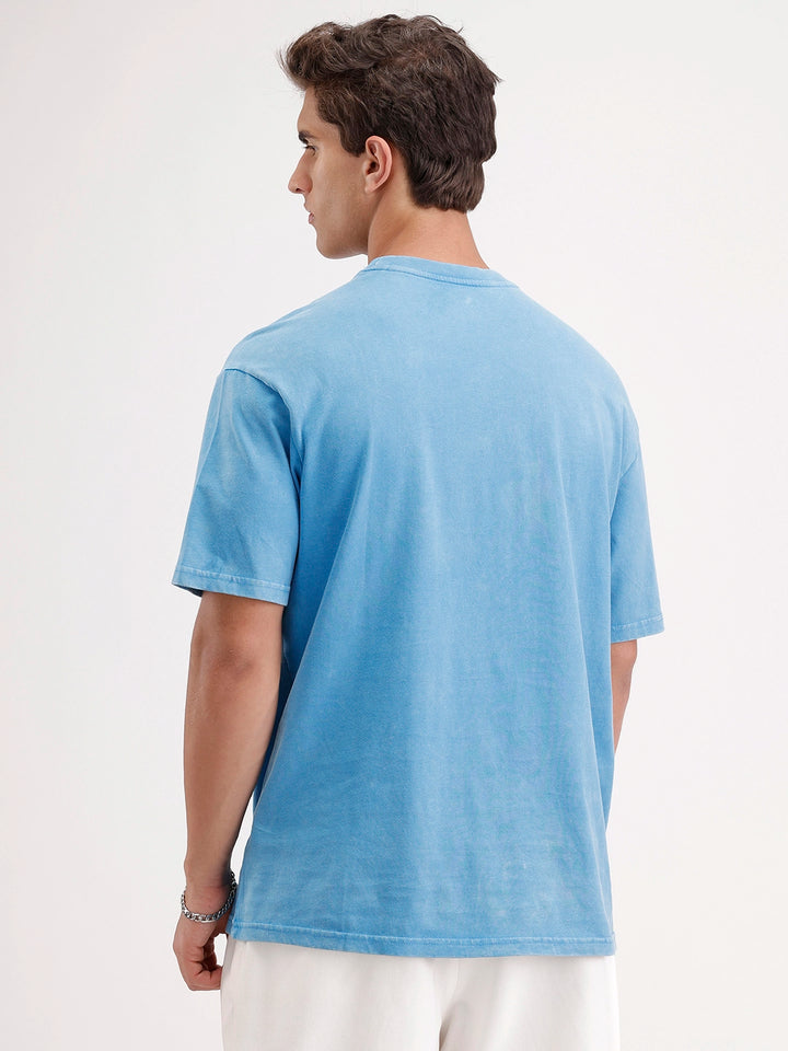 Oversized Placement Printed T-Shirt | Blue