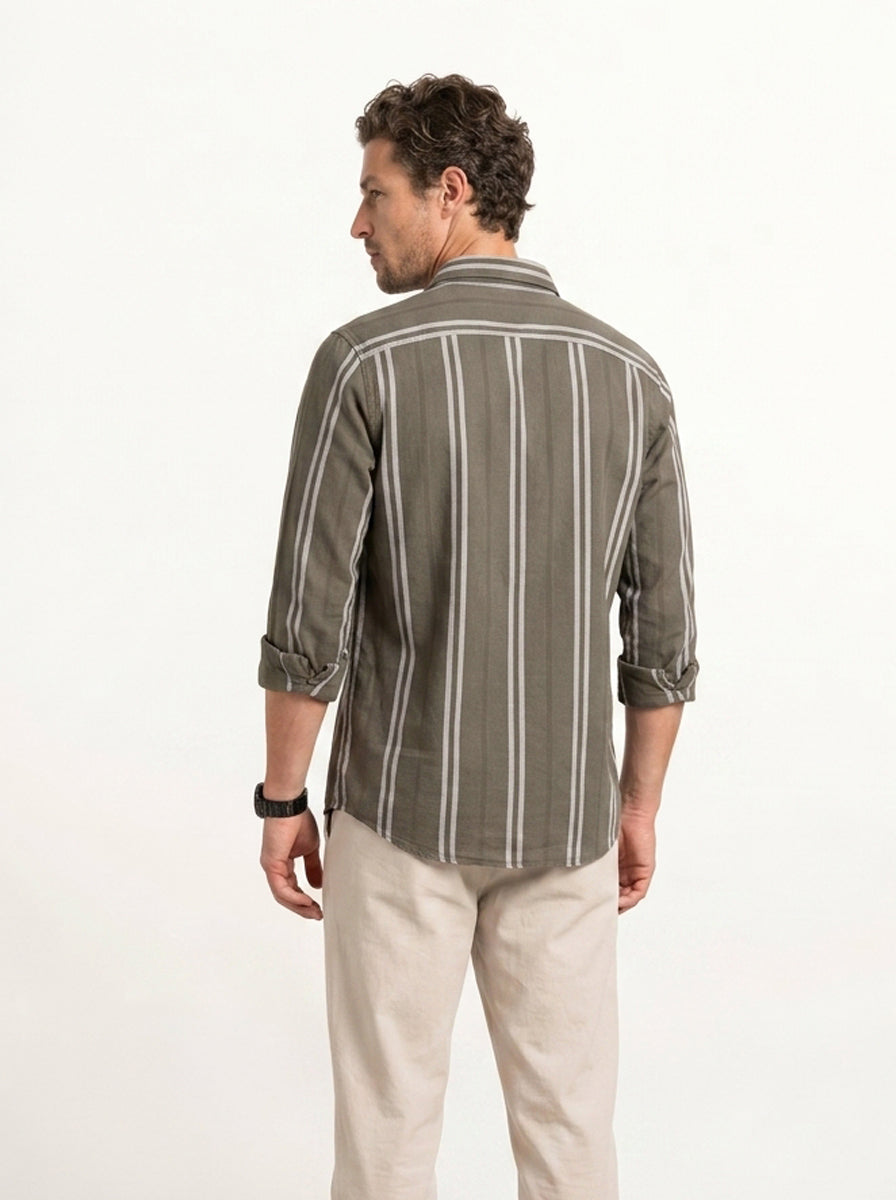Slim Fit Striped Shirt | Brown