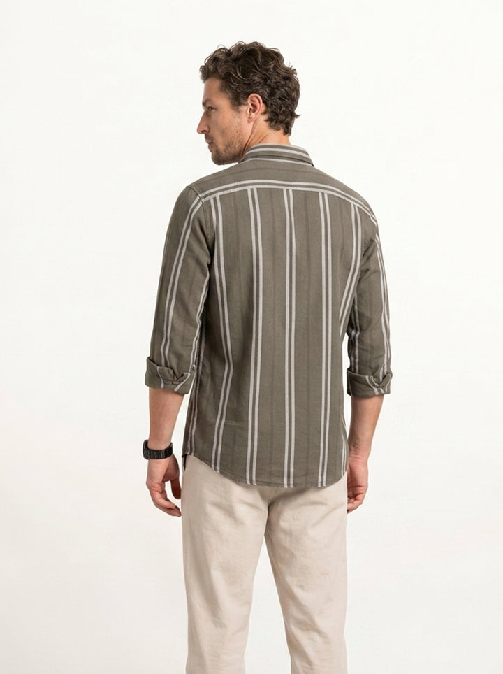 Slim Fit Striped Shirt | Brown