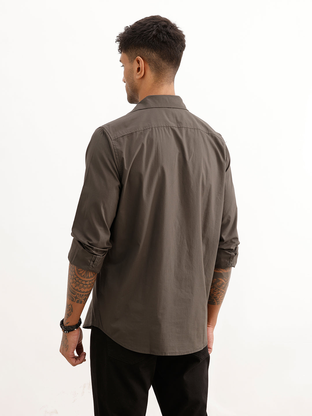Slim Fit Full Sleeve Shirt | Dark Grey
