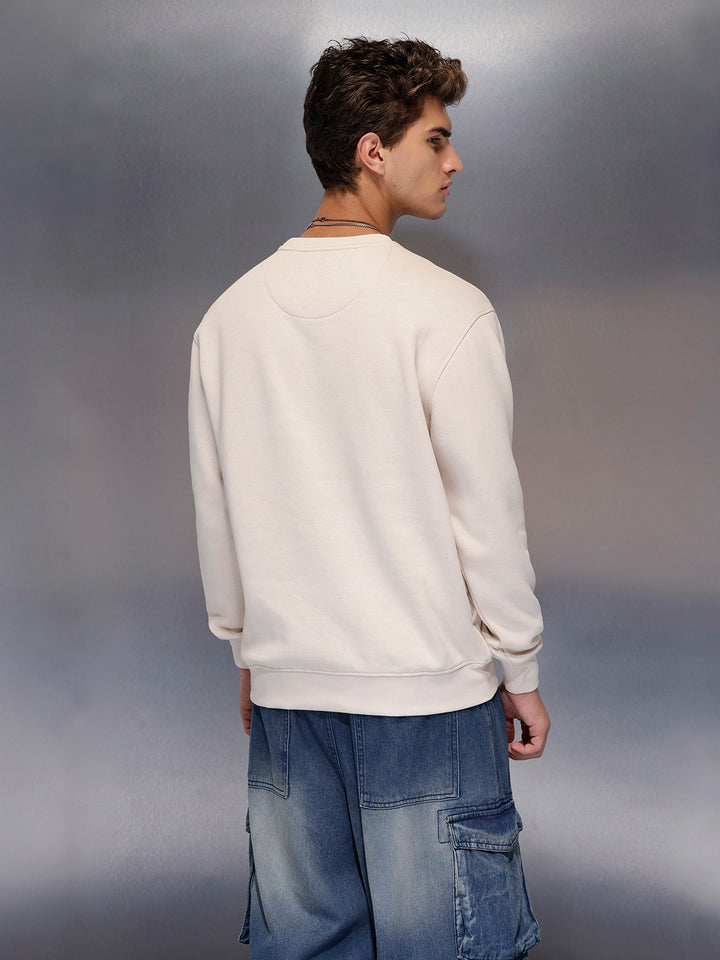 Soft Beige Casual Graphic Sweater | Beige