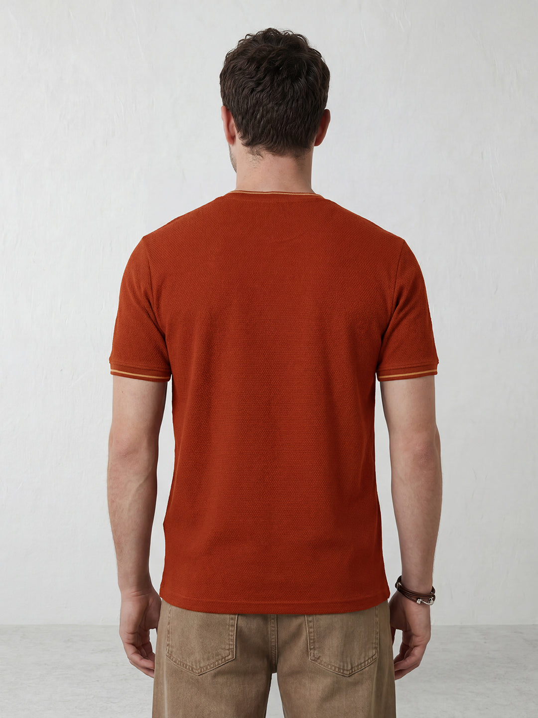 Men’s Retro Popcorn Textured Slim Fit T-Shirt | Maroon