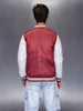 Men’s Red & White Varsity Jacket | Maroon