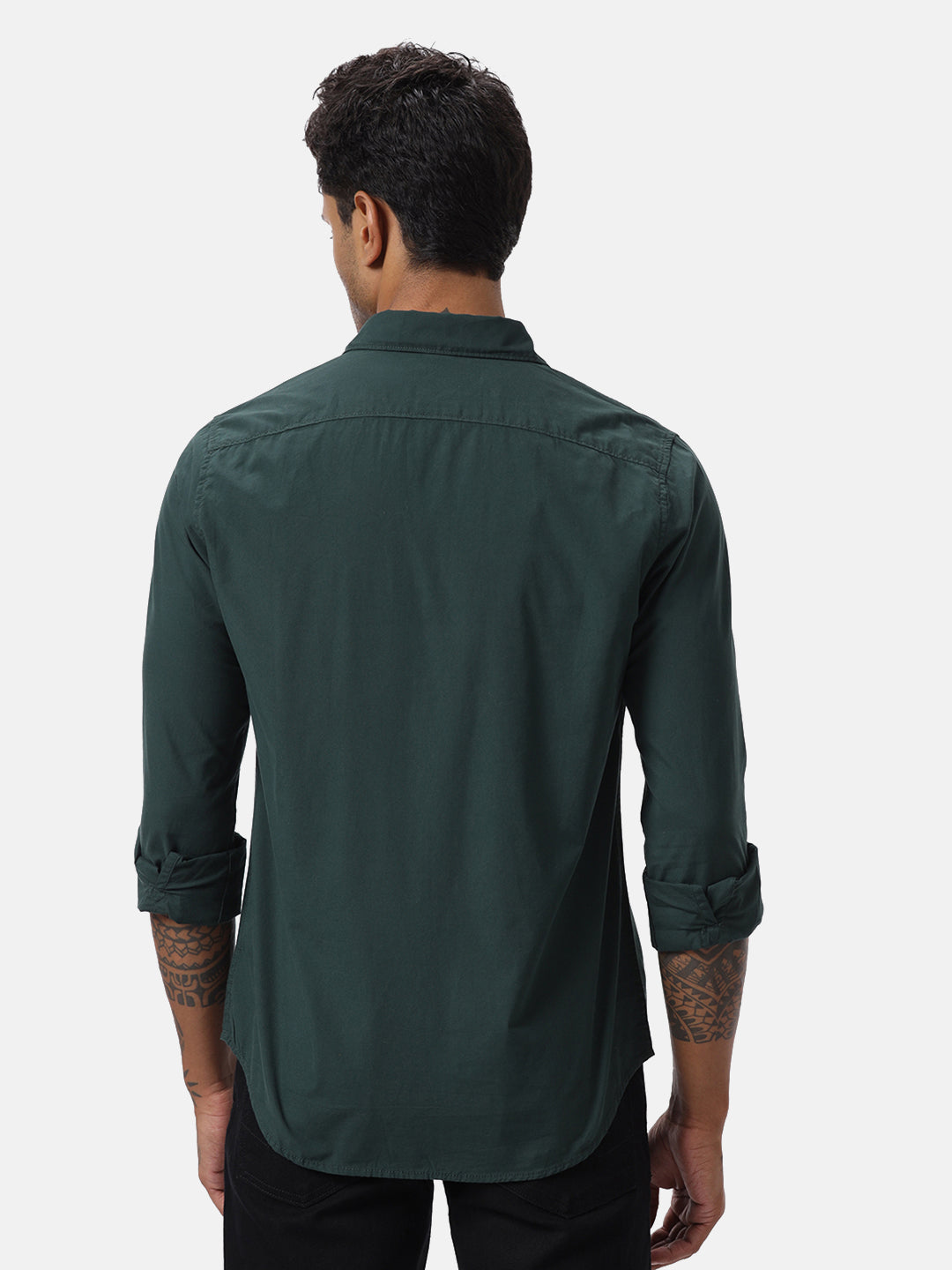 Dark Olive Solid Casual Shirt