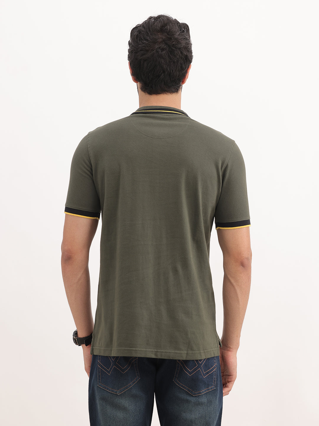 Classic Slim Fit Tipping Collar Polo T-Shirt | Olive