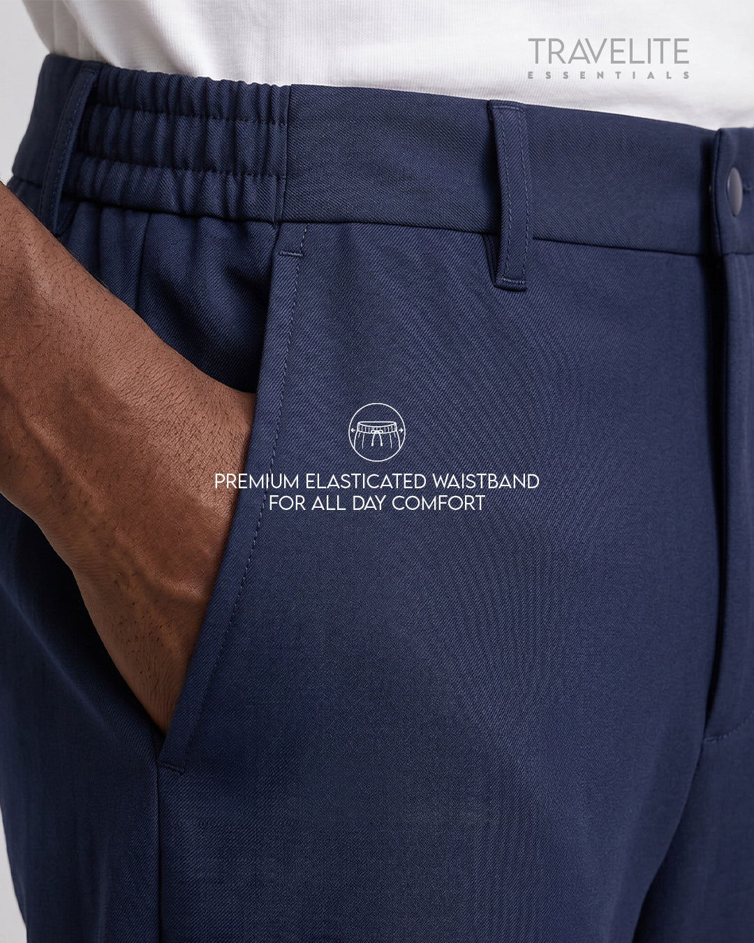 Travelite Straight Fit Trousers | Essential |  Navy Blue