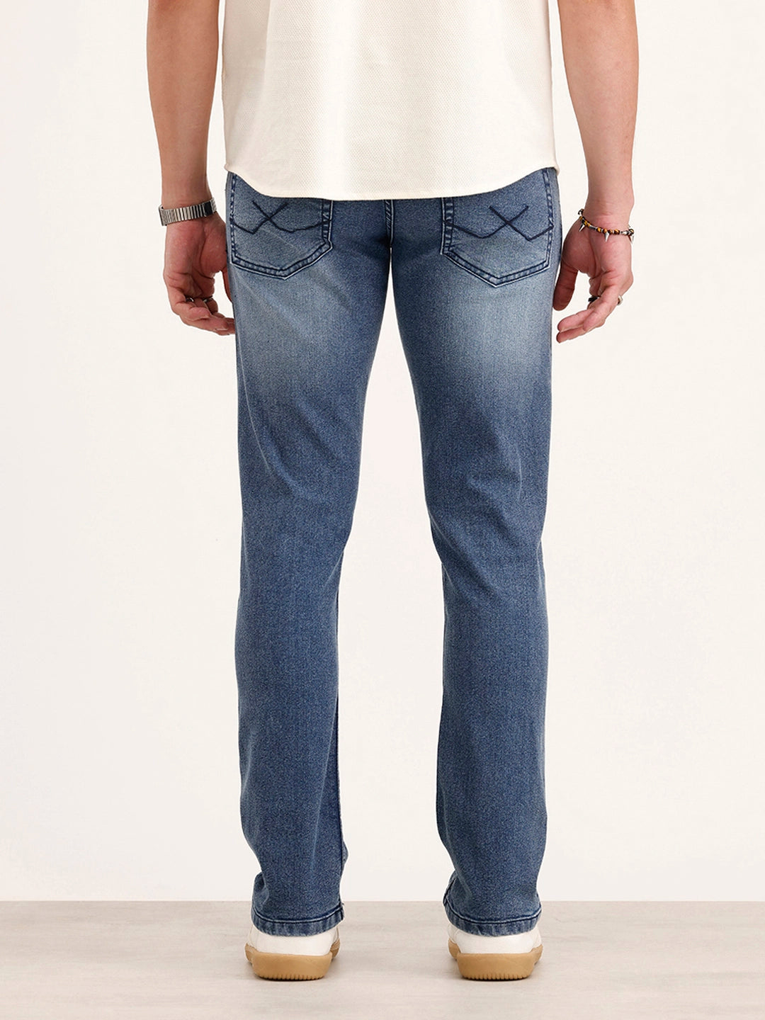 Straight Fit Faded Denim Jeans | Light Blue