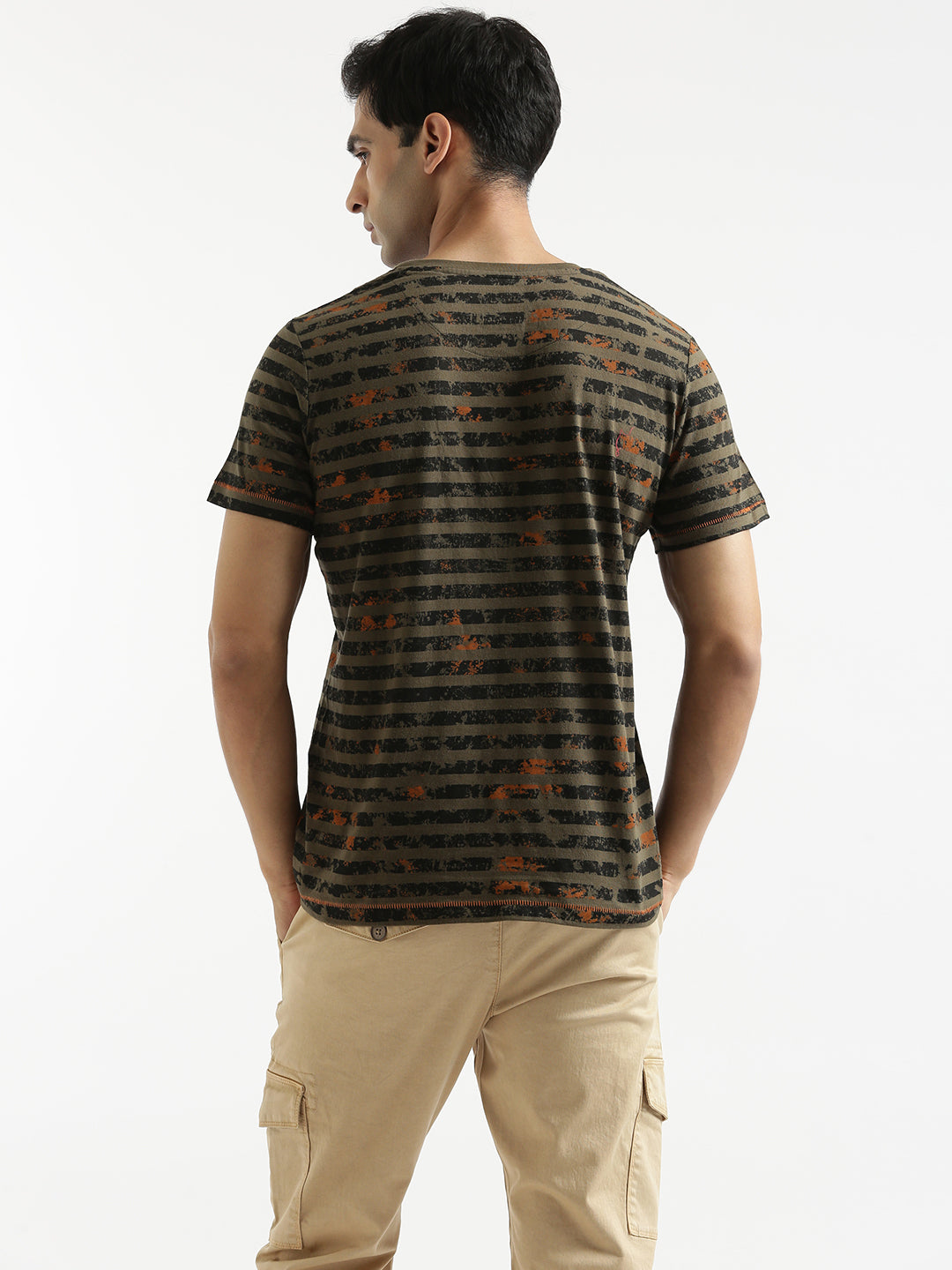 Abstract Striped AOP Polo T-shirt