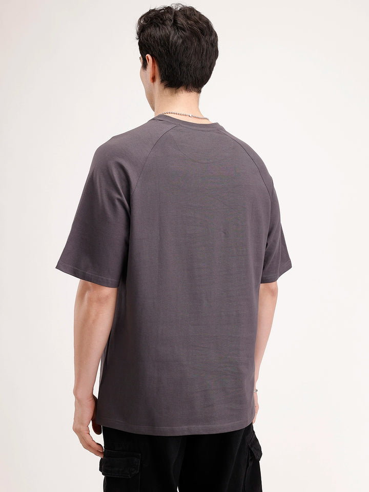 Solid Oversized Patch Pocket T-Shirt | Dark Grey
