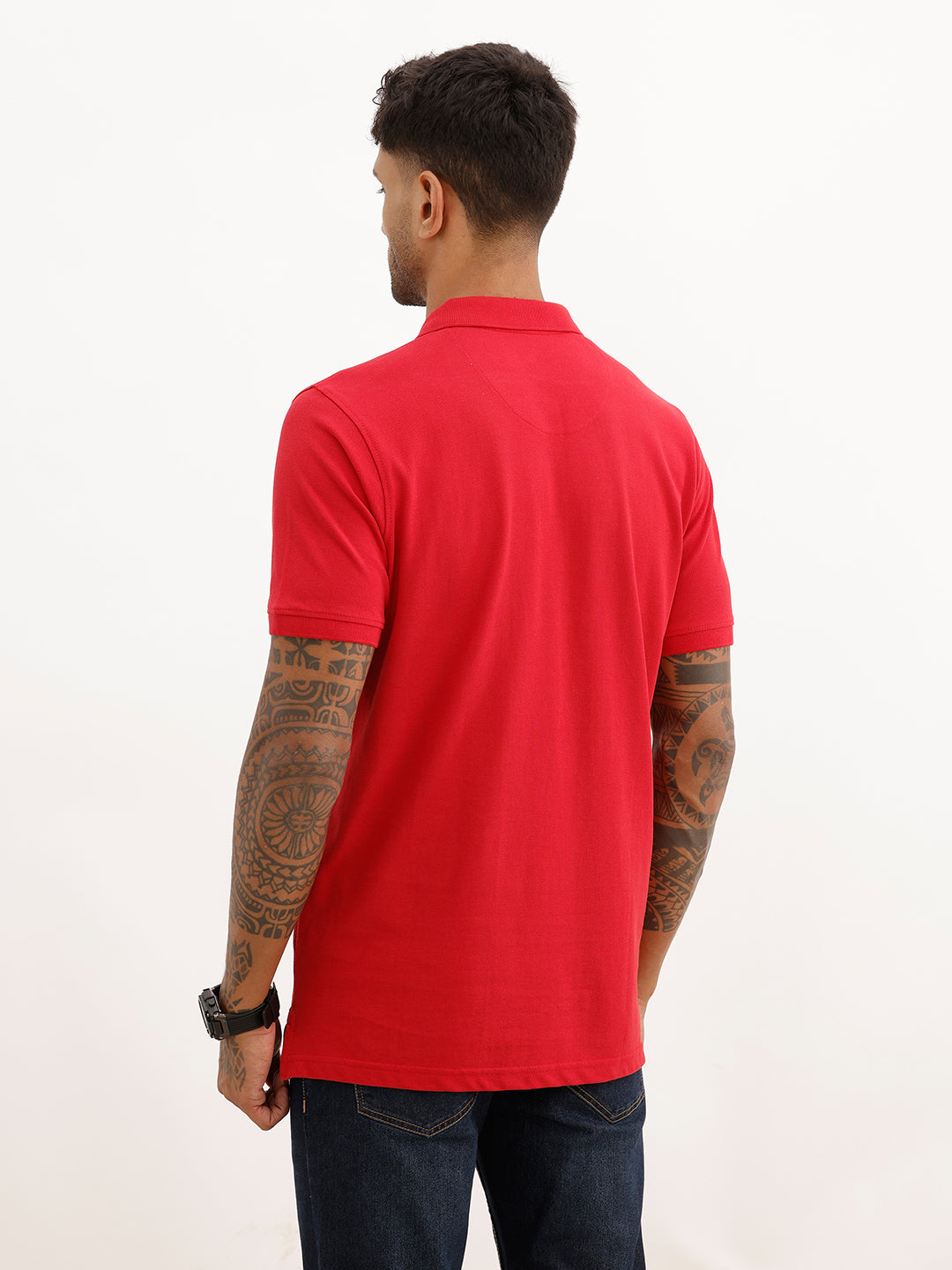 Regular Fit Gradient Printed Polo T-Shirt | Red