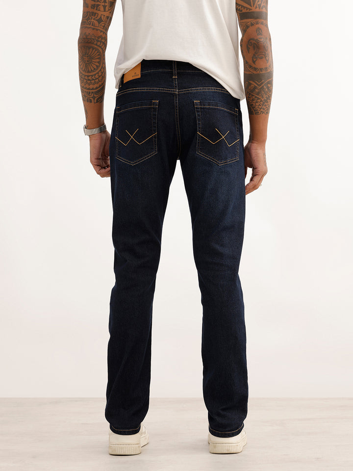 Solid Slim Fit Denim Jeans | Dark Blue