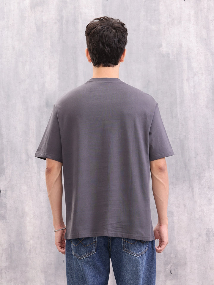 Retro Graphic Printed Oversized Fit T-shirt | Dark Grey