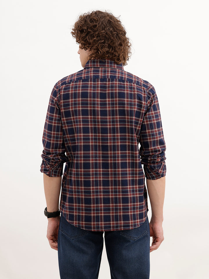 Slim Fit Checkered Shirt | Brown