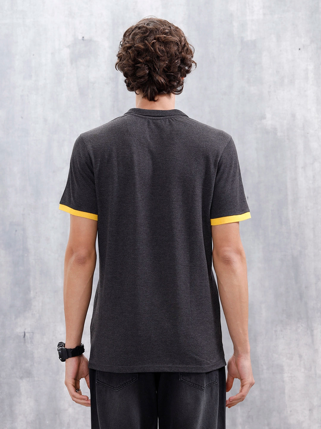 Regular Fit Polo T-Shirt With Contrast Trim Details | Dark Grey