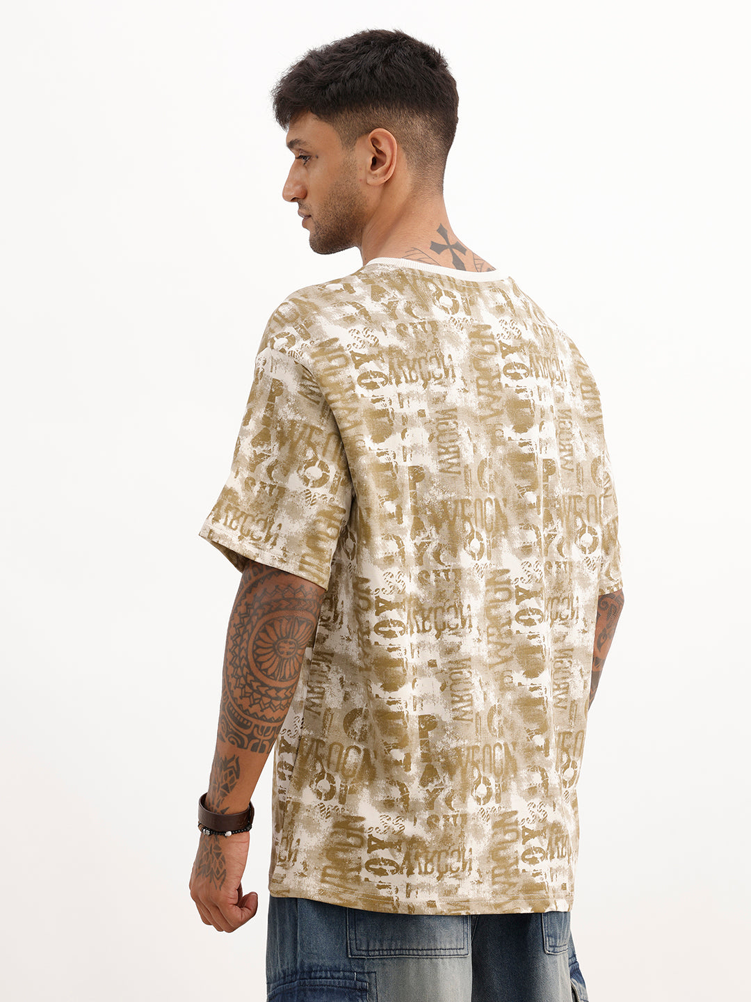 Classic Oversized AOP T-Shirt | Beige