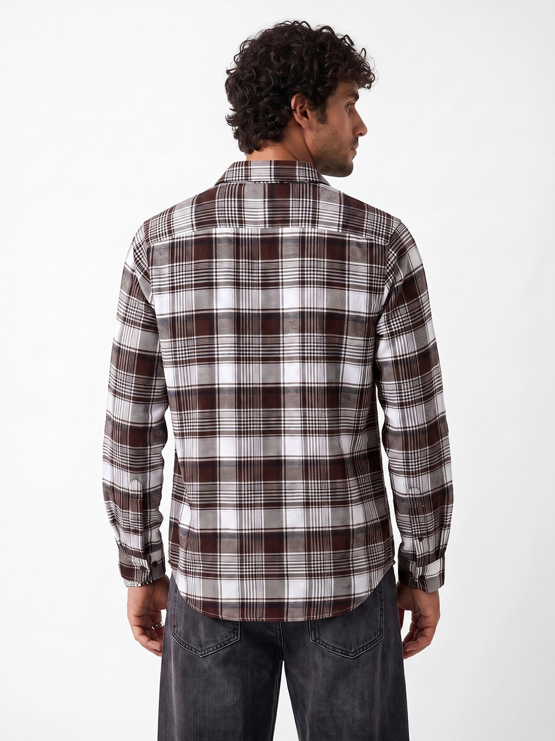 Classic Slim Fit Checkered Shirt | Brown | WSH02FSSL0343S