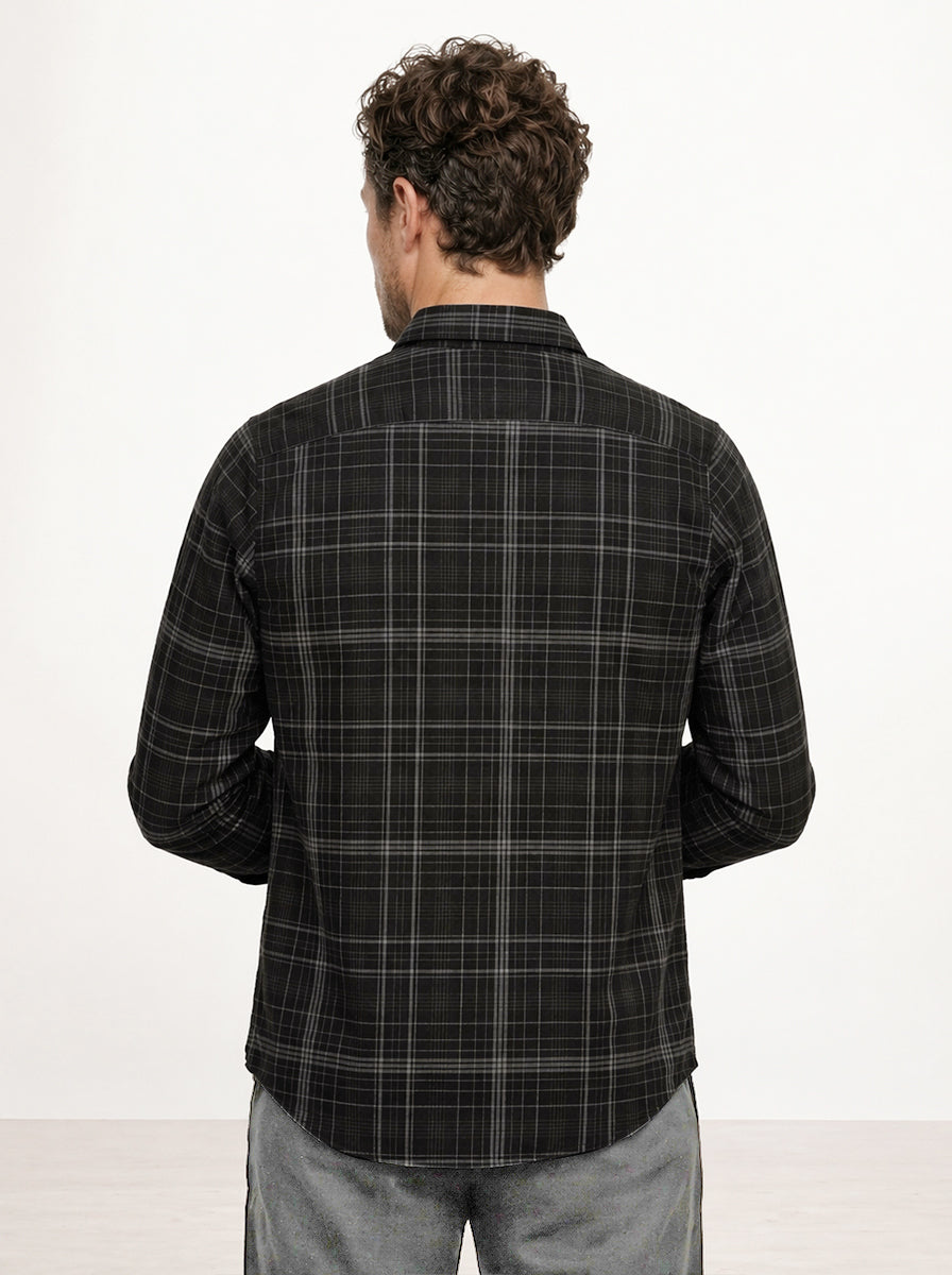 Slim Fit Checkered Shirt | Black