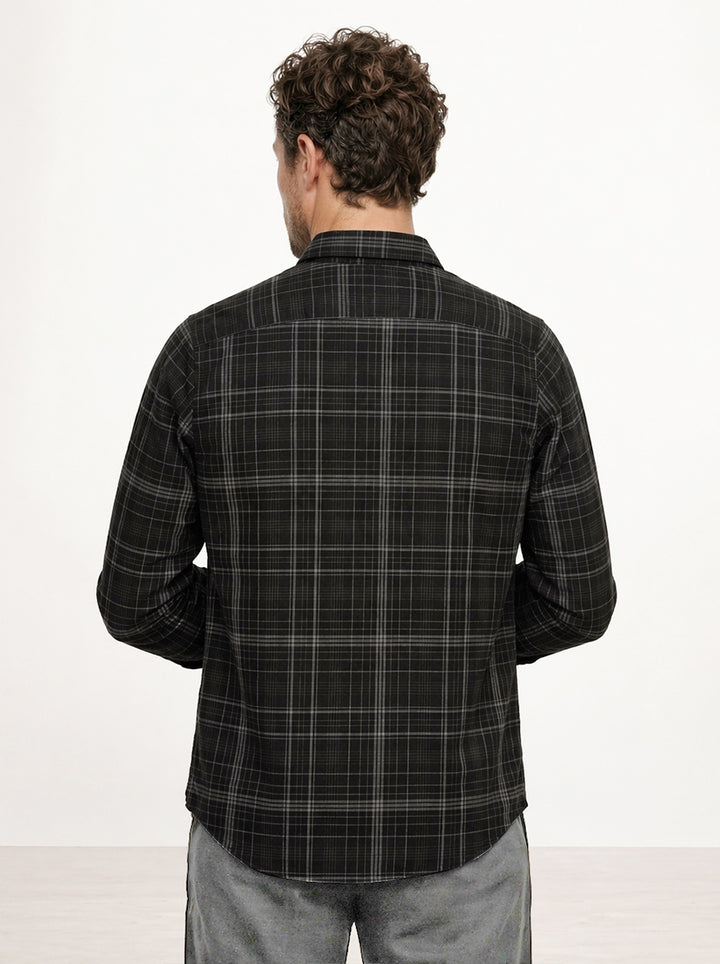 Slim Fit Checkered Shirt | Black