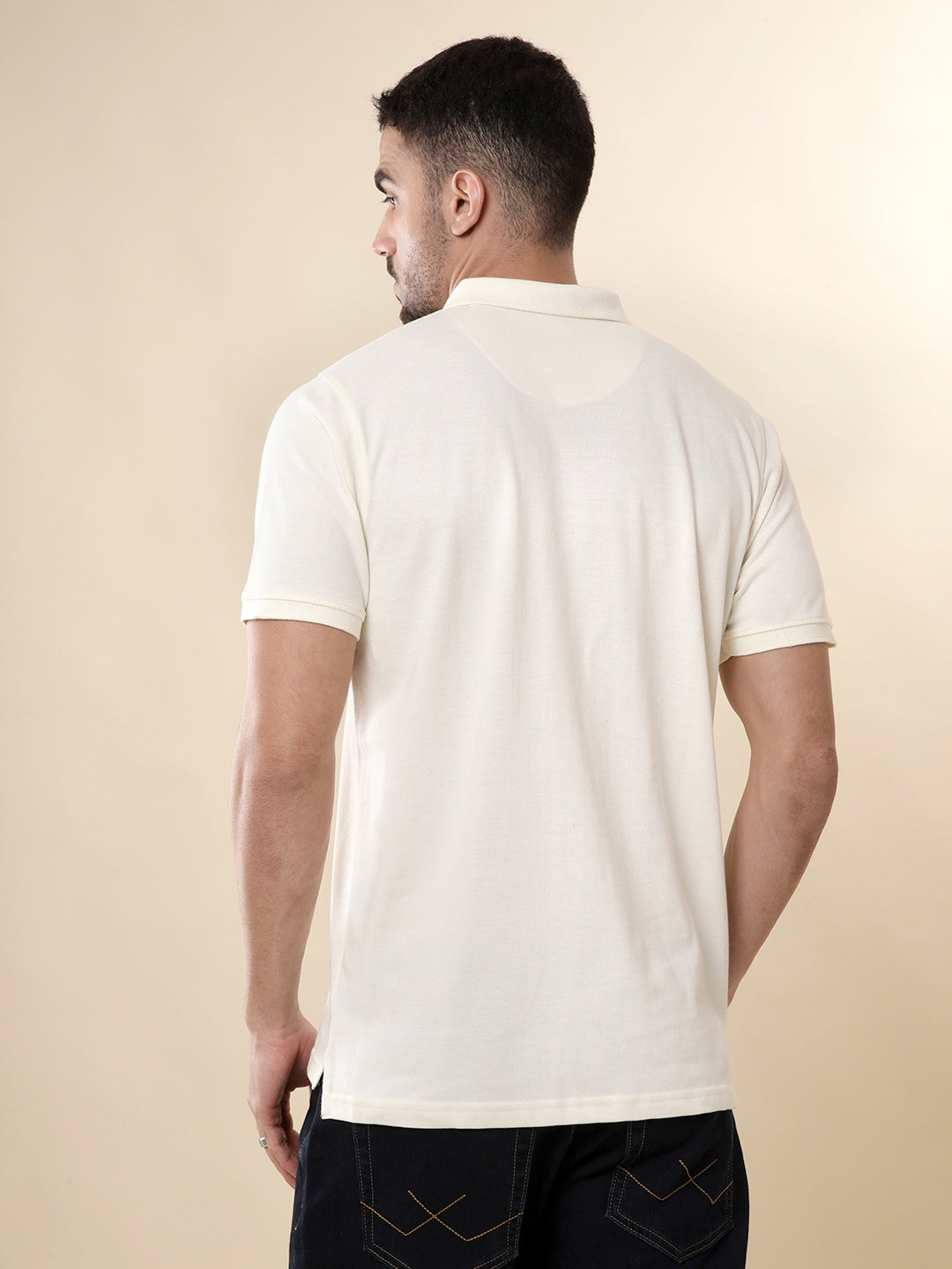 Solid White Drip Polo T-Shirt