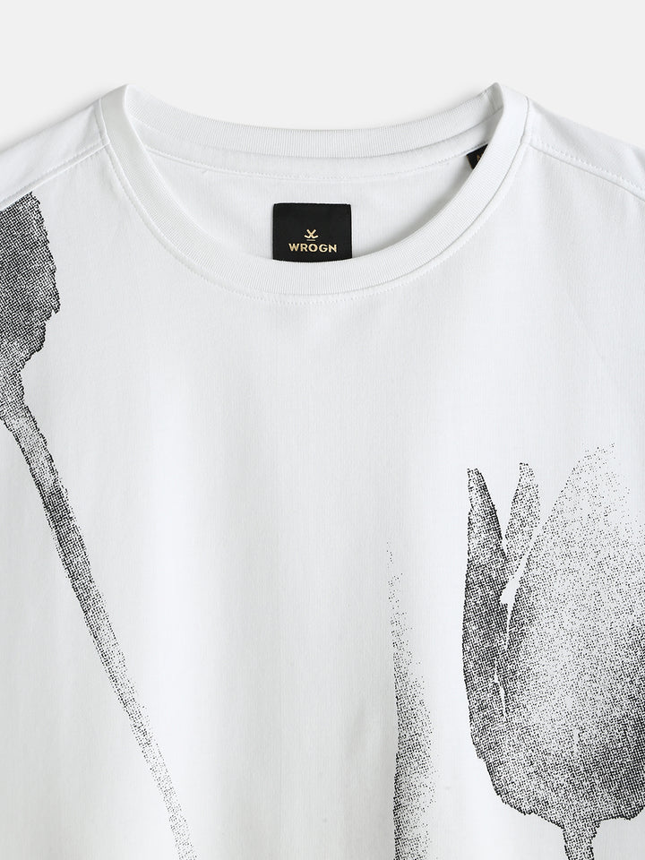 Heavy GSM Watercolour Floral Printed T-Shirt | White