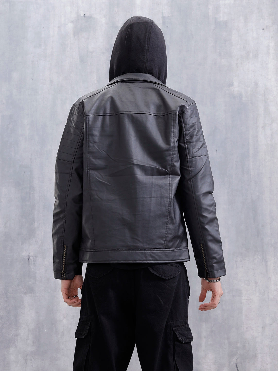 Men’s Black Slim Fit Biker Jacket | Black