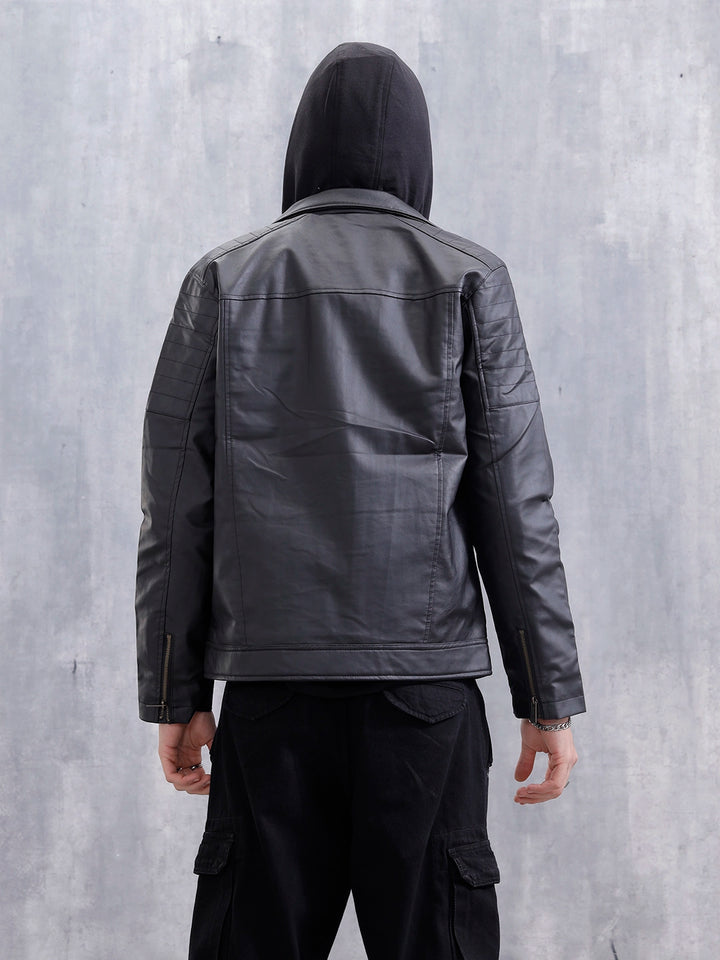 Men’s Black Slim Fit Biker Jacket | Black