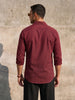 Solid Linen Blend Shirt | Wine