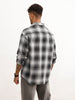 Oversized Double Pocket Checkered Shirt | White