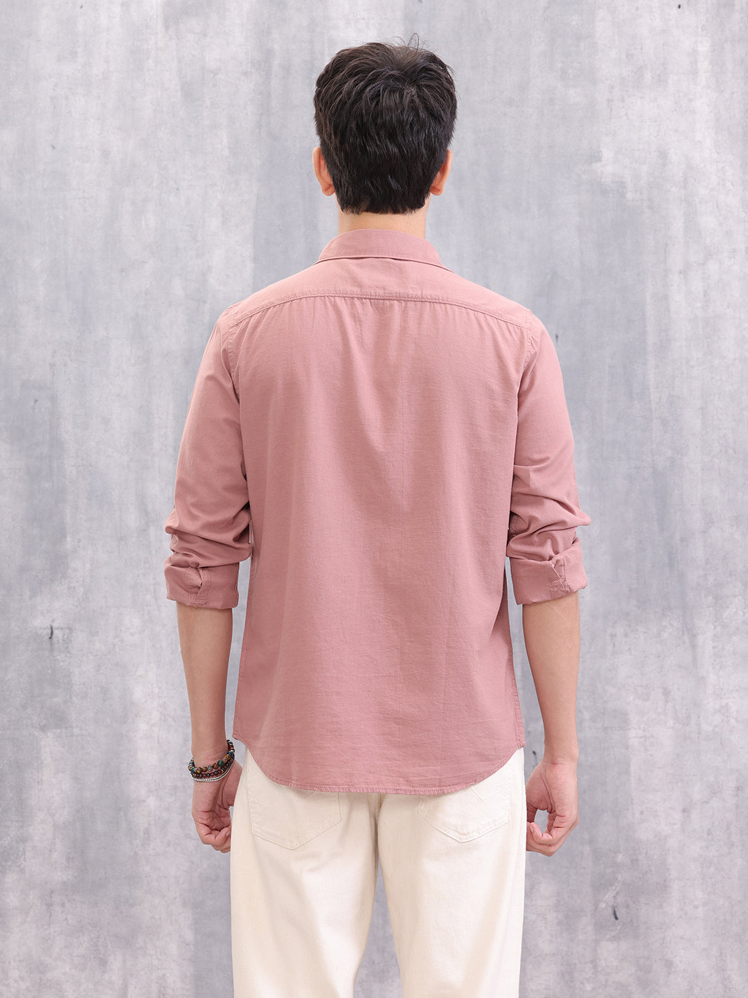 Solid Cotton Full Sleeve Shirt | Pink