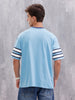 Men’s Colorblock Varsity Graphic Oversized Fit T-Shirt | Blue