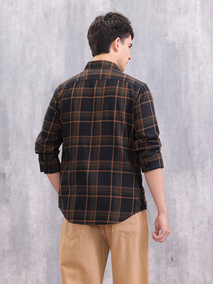 Textured Checkered Regular Fit Shirt | Black