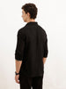 Solid Linen Blend Slim Fit Shirt | Black