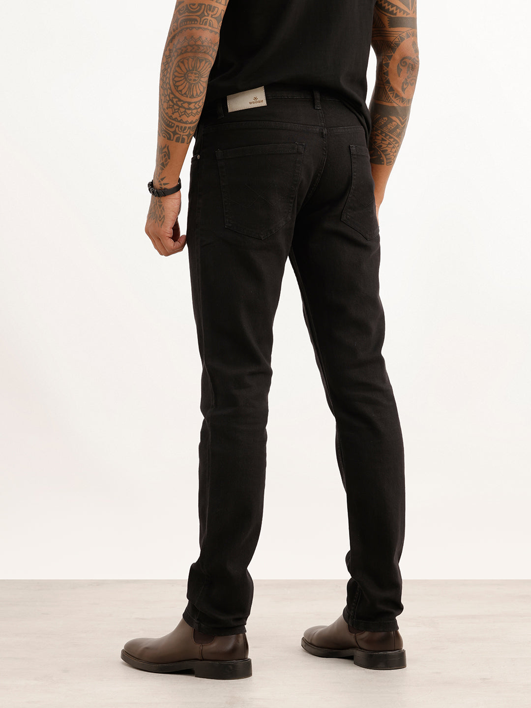 Solid Slim Fit Denim Jeans | Black