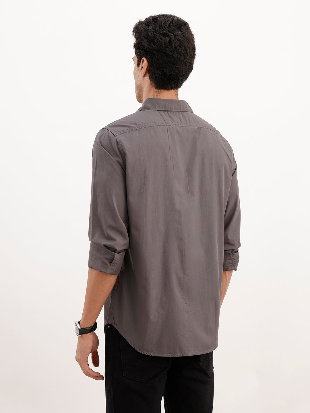 Solid Slim Fit Shirt | Dark Grey