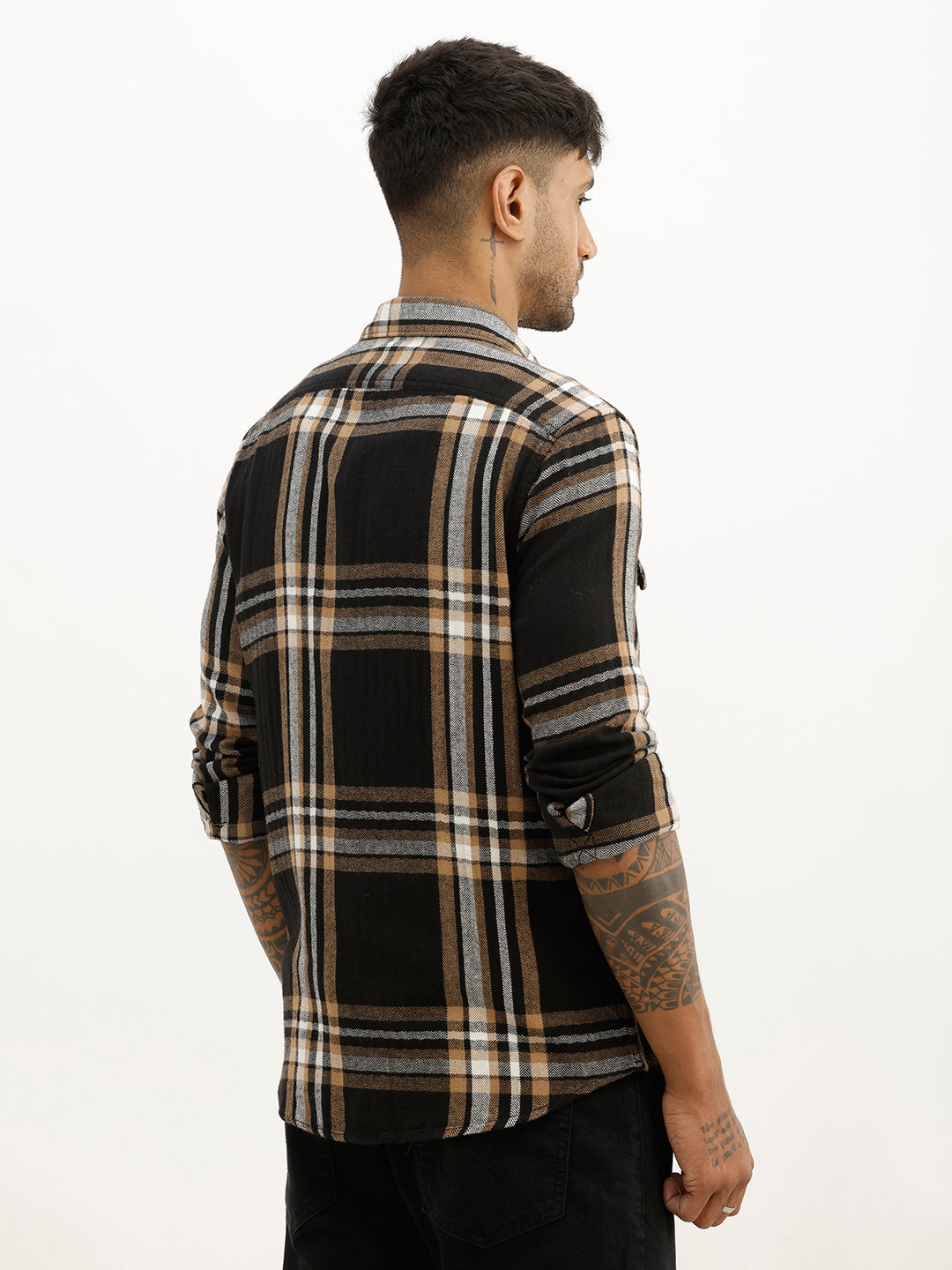 Classic Slim Fit Checkered Shirt | Black