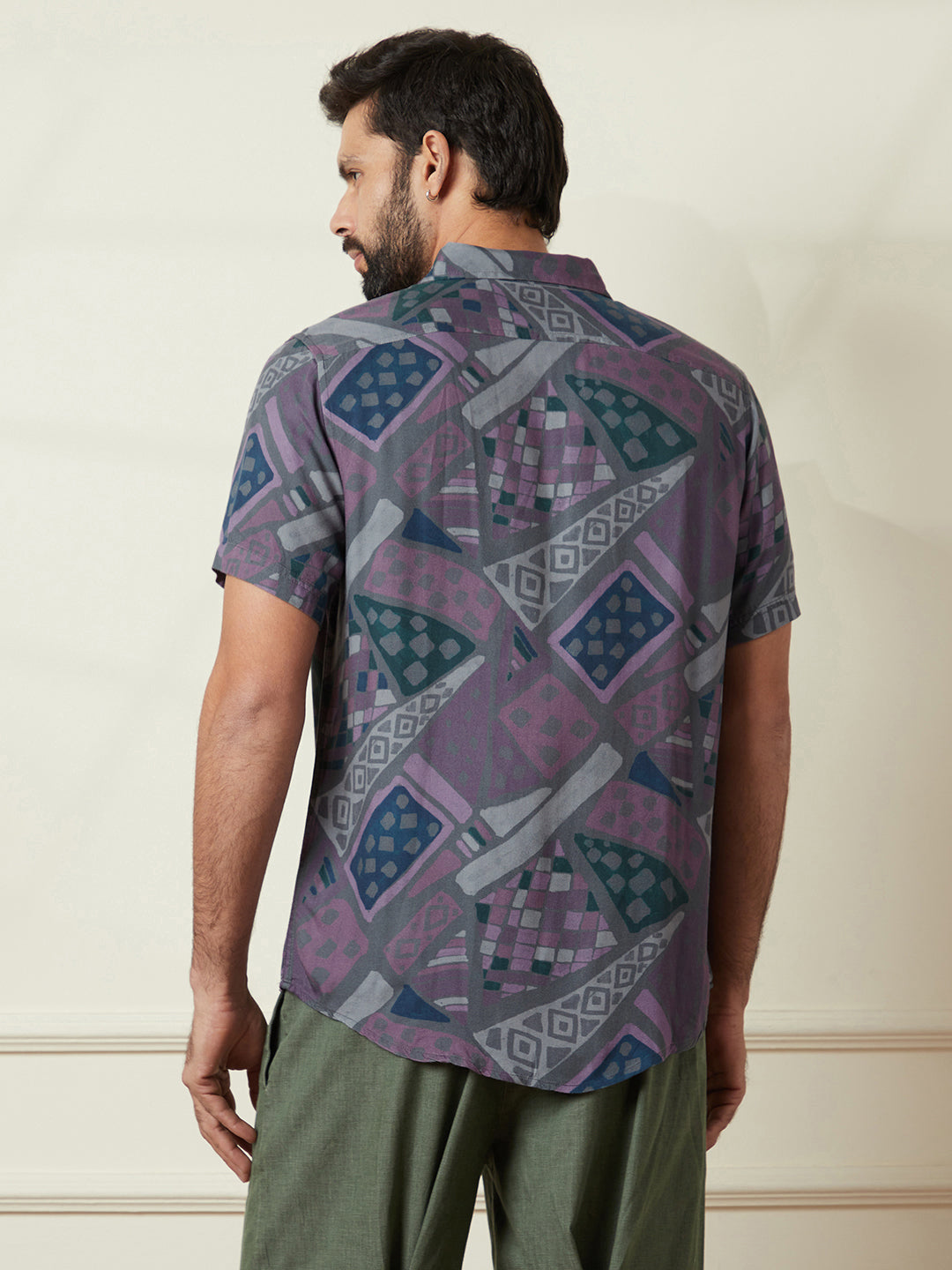 Abstract Blocks AOP Shirt in Grey