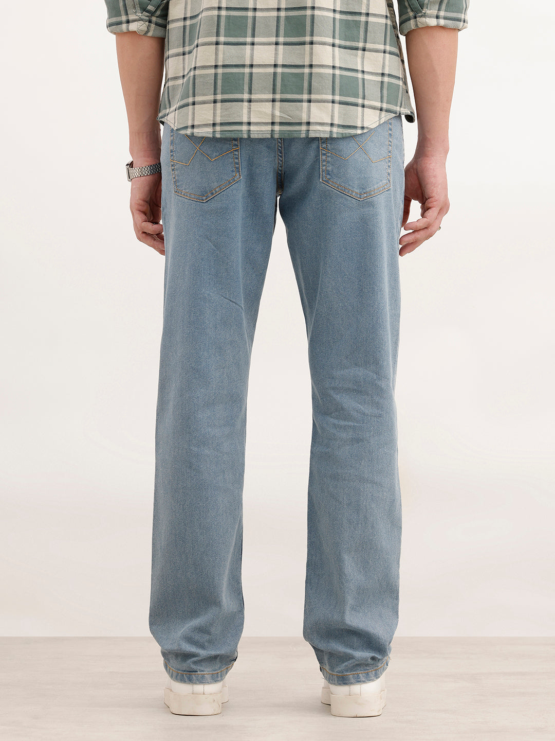 Solid Straight Fit Denim Jeans | Light Blue