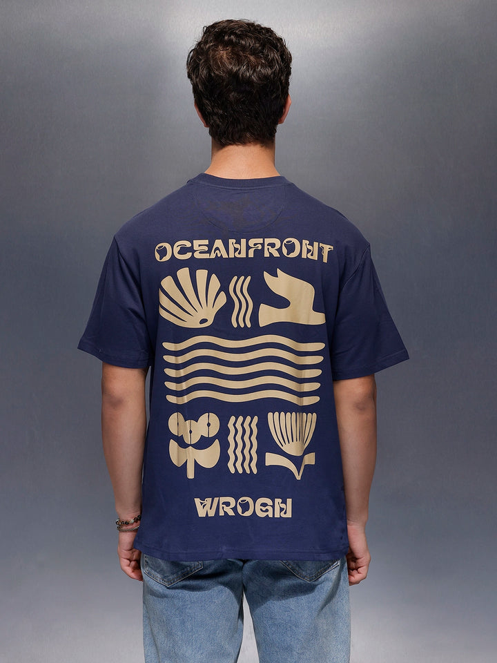 Classic Back Printed T-Shirt   |  Navy Blue
