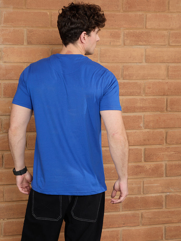 Flock Printed Slim Fit T-Shirt | Blue