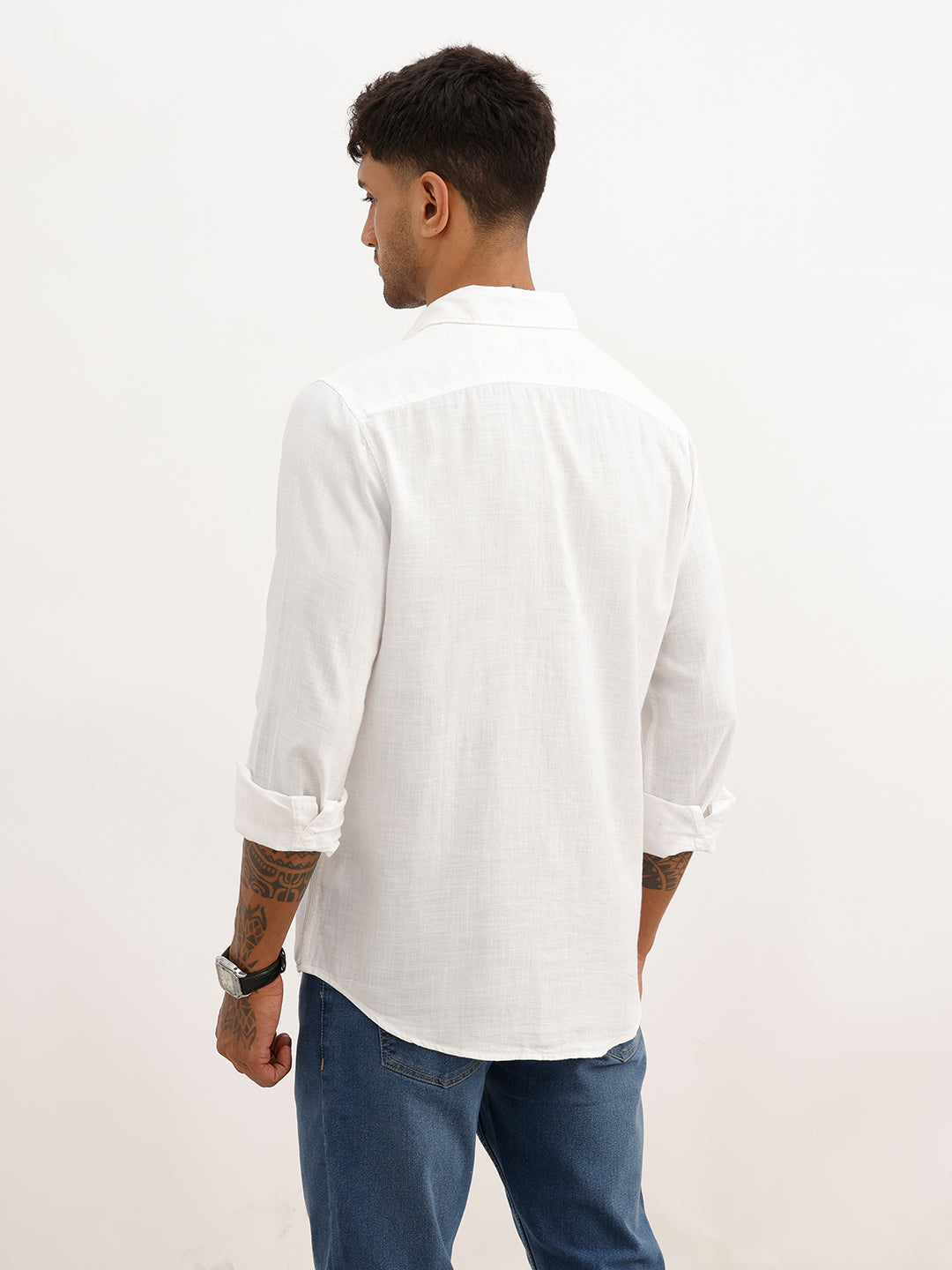 Solid Regular Fit Full Sleeve Shirt | White | WWSH9126F