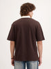 Oversized Contrast Collar T-Shirt | Brown