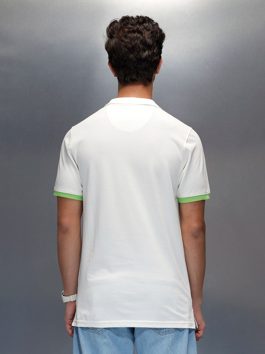 Men's Casual Colorblocked Polo T-shirt | White
