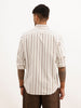 Textured Slim Fit Striped Shirt | Off White