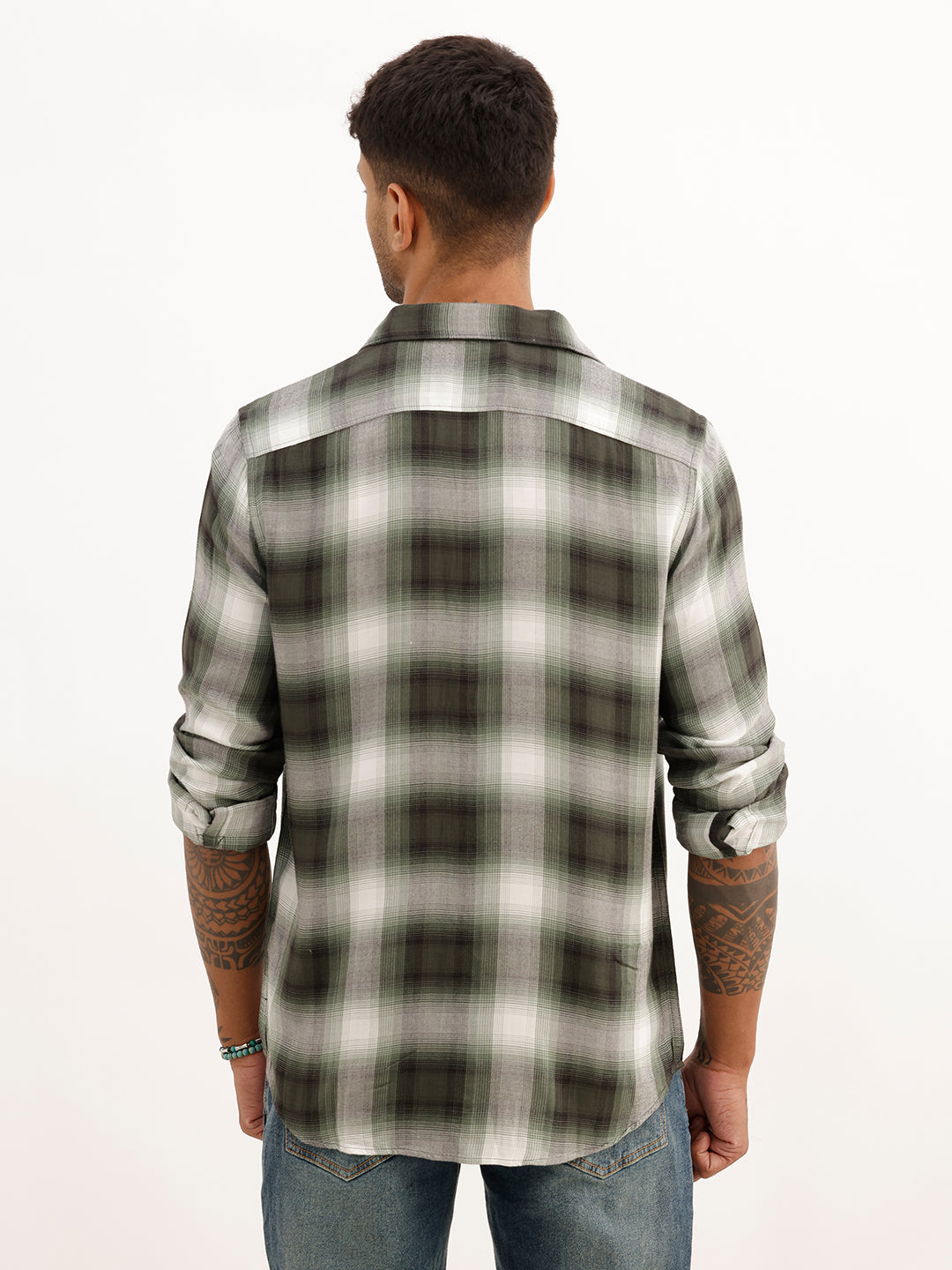 Slim Fit Full Sleeve Checkered Shirt | Green