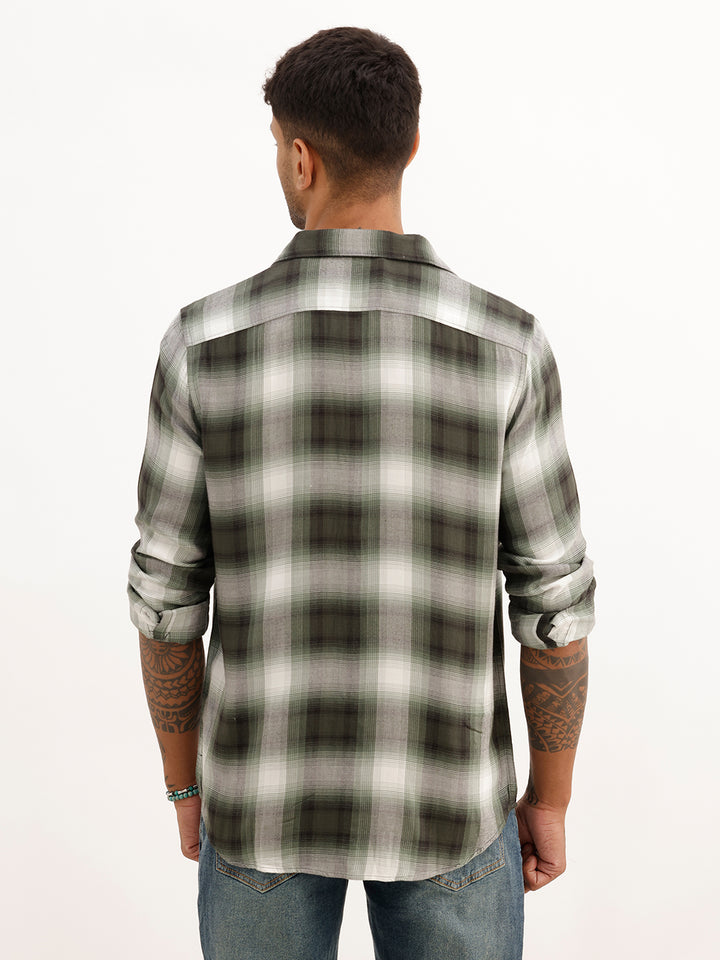 Slim Fit Full Sleeve Checkered Shirt | Green