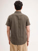 Slim Fit Textured Half Sleeve Shirt | Olive
